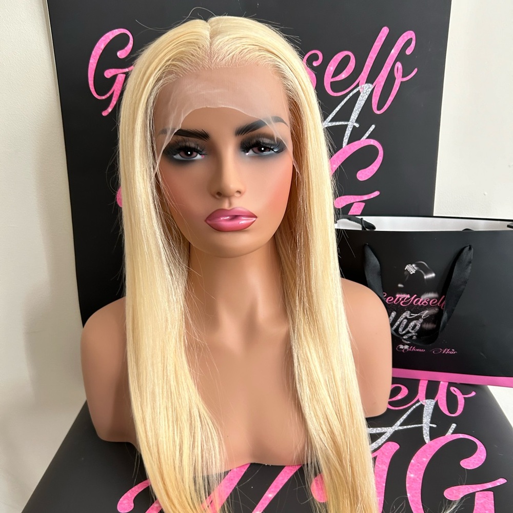 Cream Straight Wig with Silky Texture